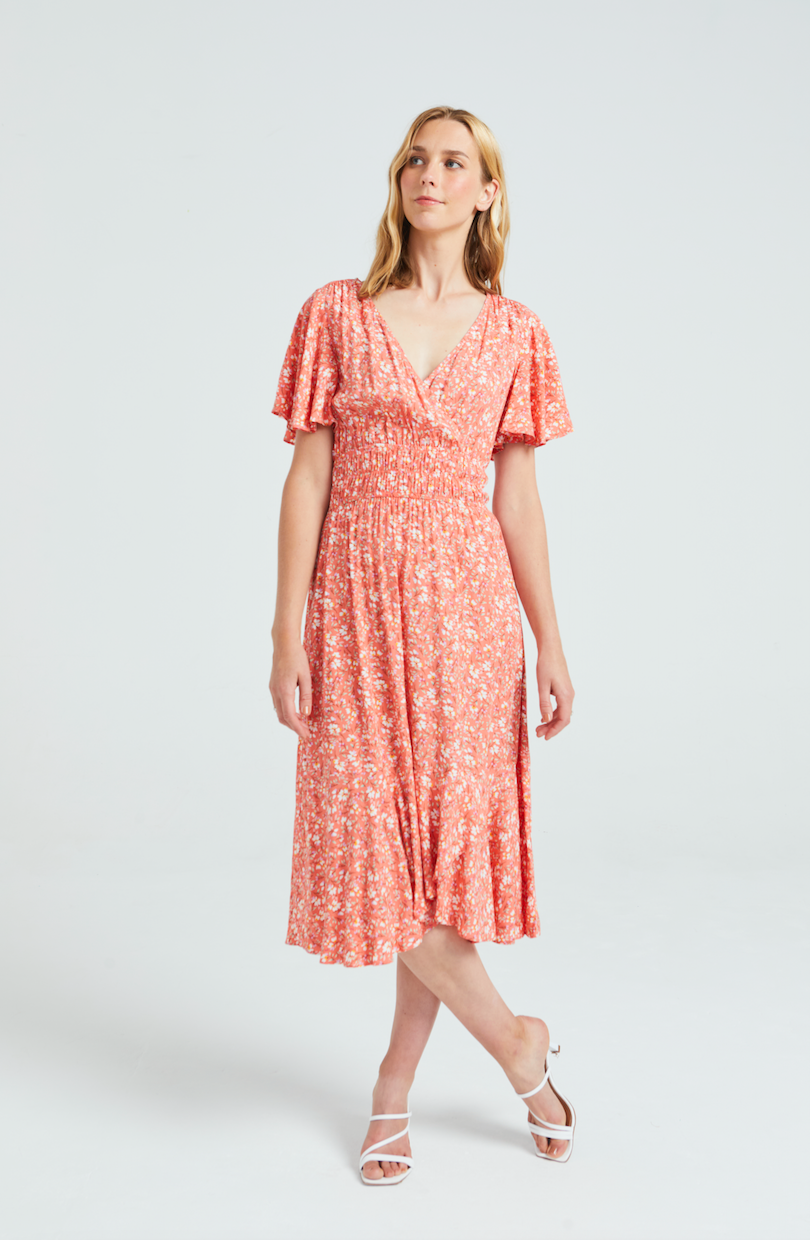 Angeleye - Orange Floral Print Dress