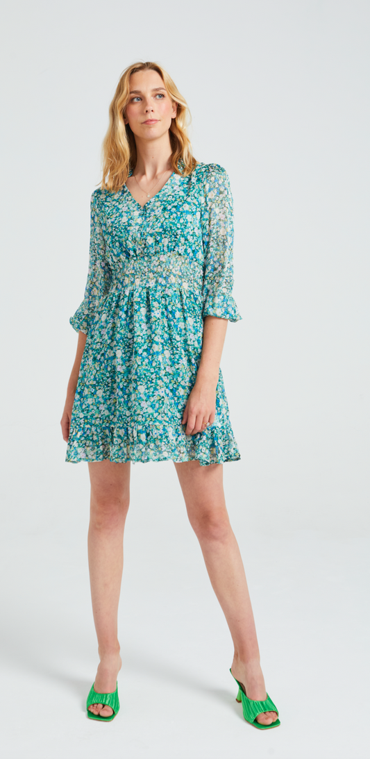 Angeleye - Dress w/Shirred Waist and Long Sleeves - Gayle's Fashions