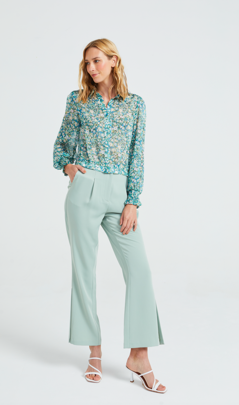 Angeleye - Collared Cropped & Sheer Blouse - Gayle's Fashions