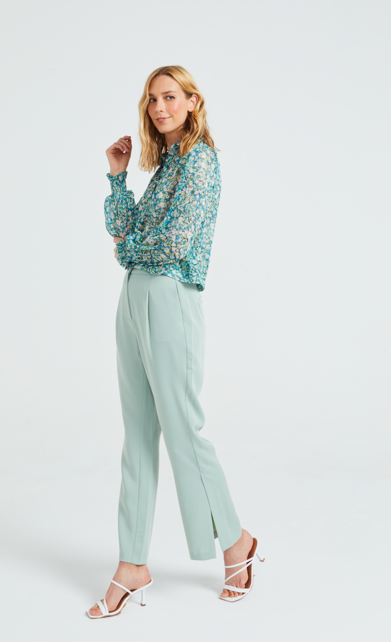 Angeleye - Collared Cropped & Sheer Blouse - Gayle's Fashions