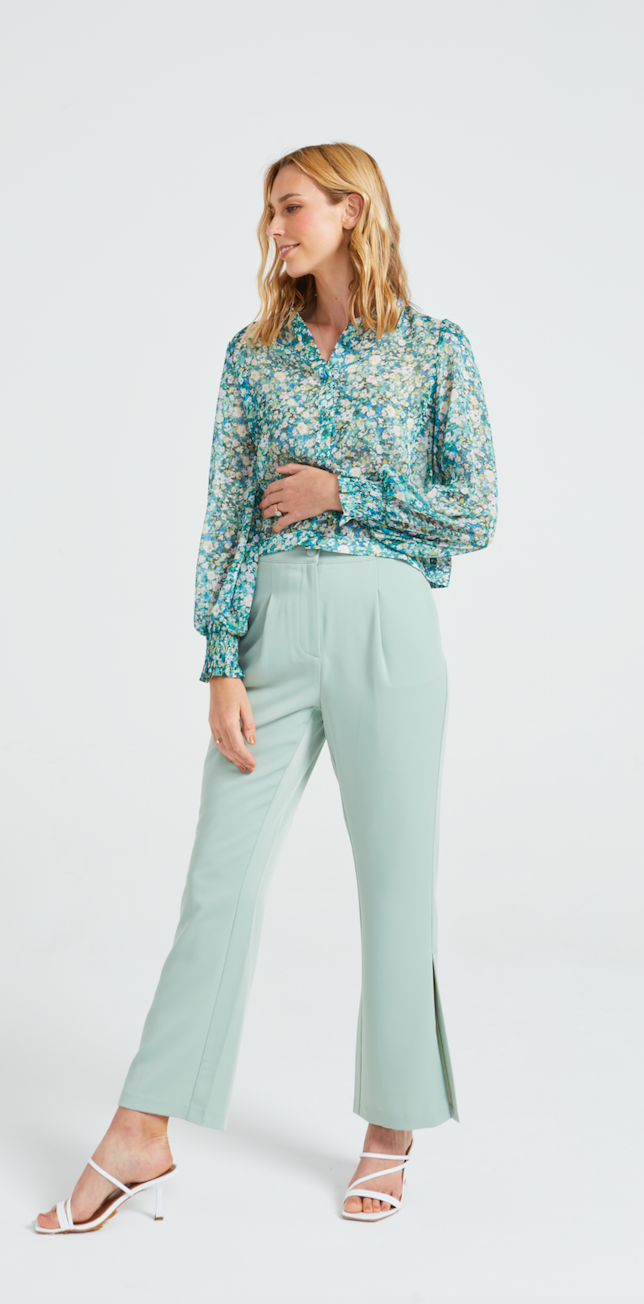 Angeleye - Collared Cropped & Sheer Blouse - Gayle's Fashions