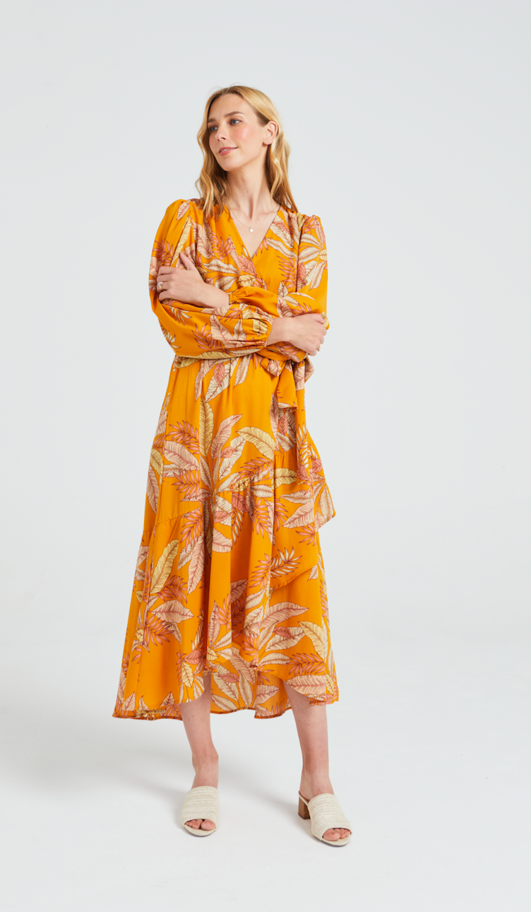 Angeleye - Faux-Wrap Ruffle Bottom Dress - Gayle's Fashions