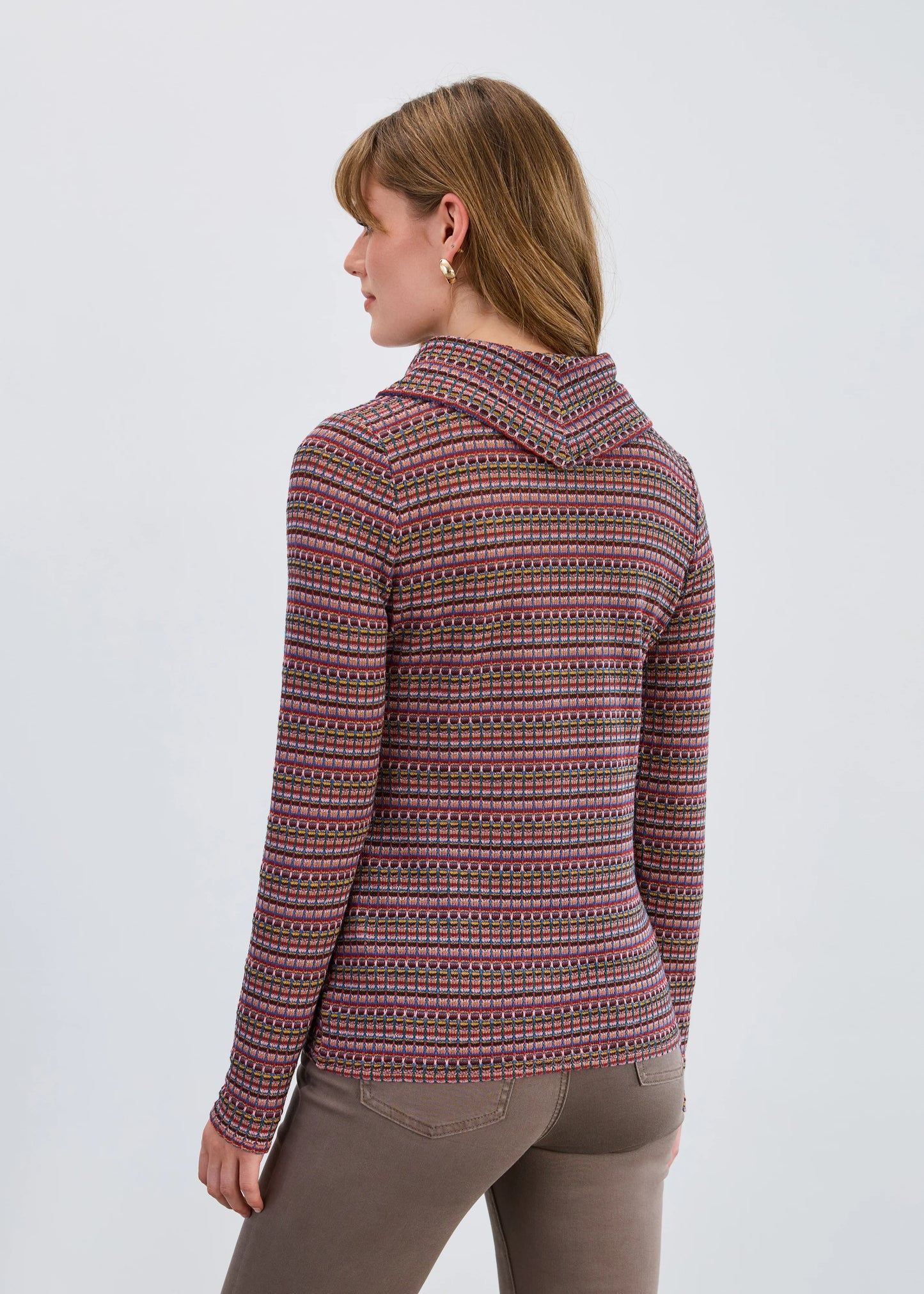 FDJ - Long Sleeve Cowl-Neck Top, Dover Stripe