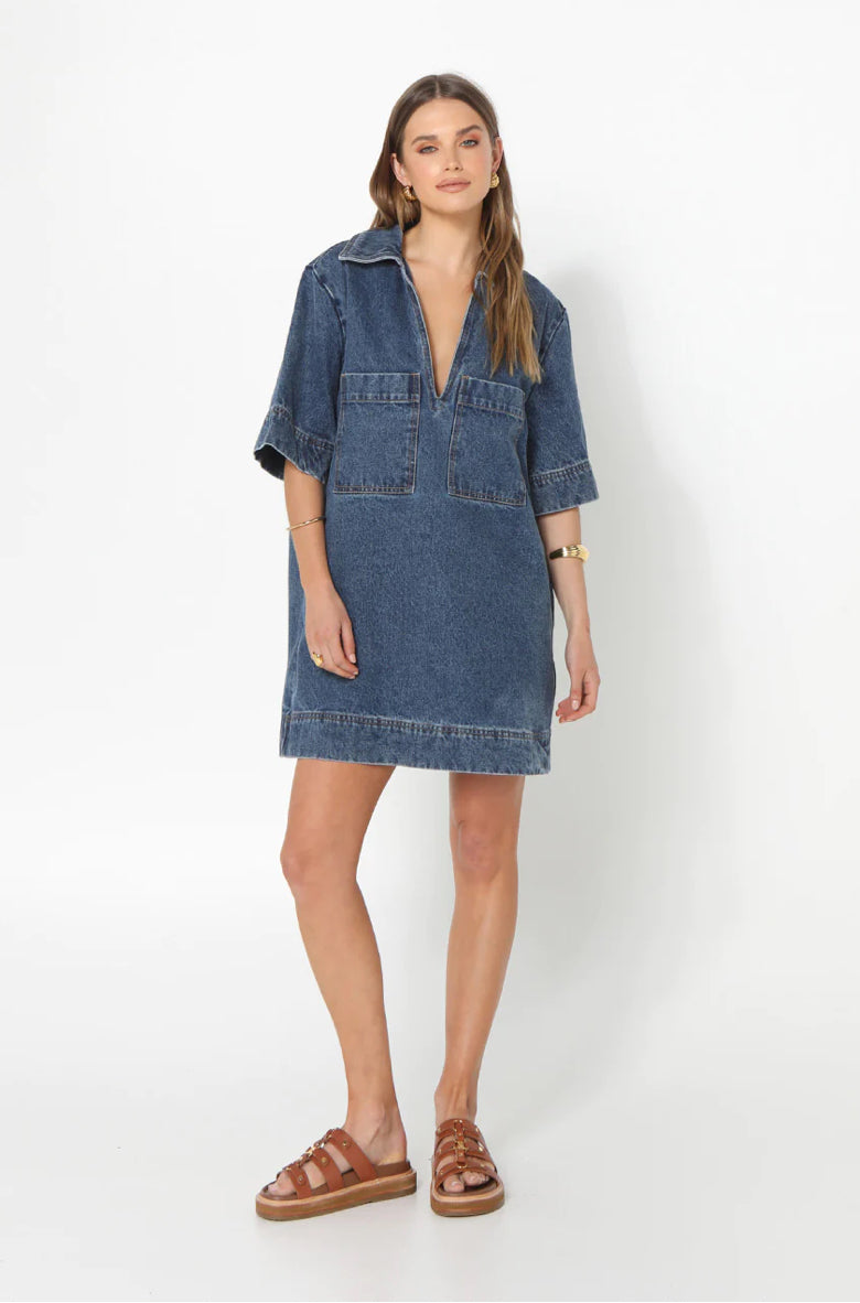 Madison the Label - Tara Denim Mini Dress - Gayle's Fashions