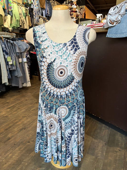 Bali – Fit and Flare Sleeveless Dress (Aqua/Denim/Navy)