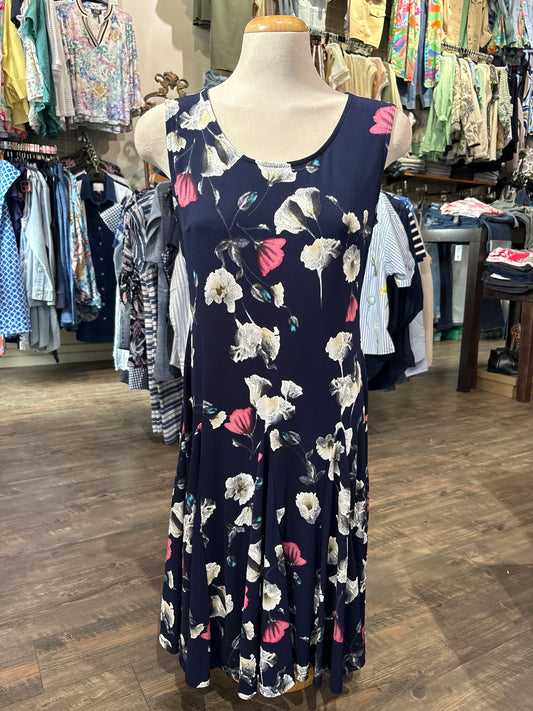 Bali – Sleeveless Knee-Length Fit and Flare Dress (Navy) - Gayle's Fashions