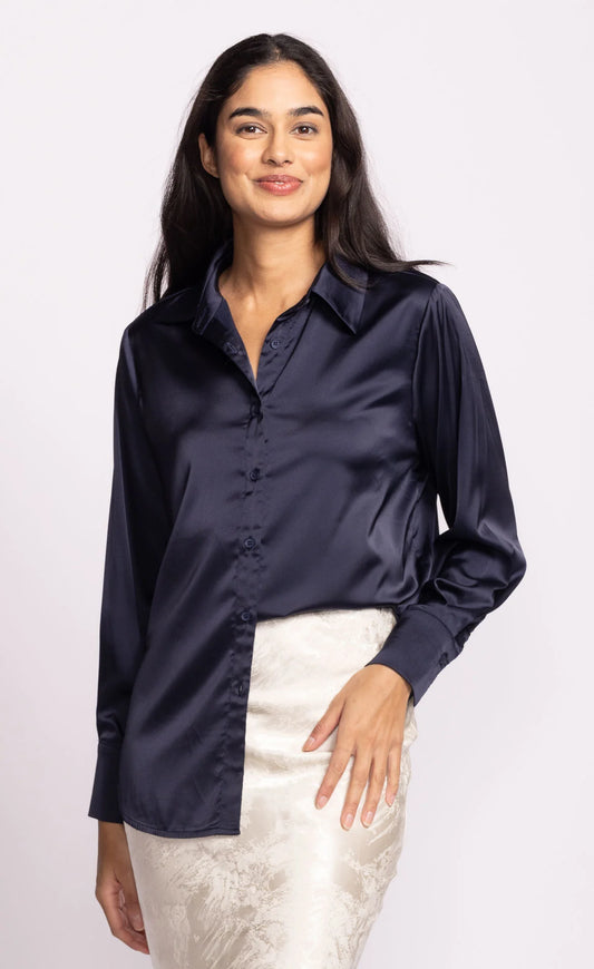 Late - Myla Top, Navy Blue