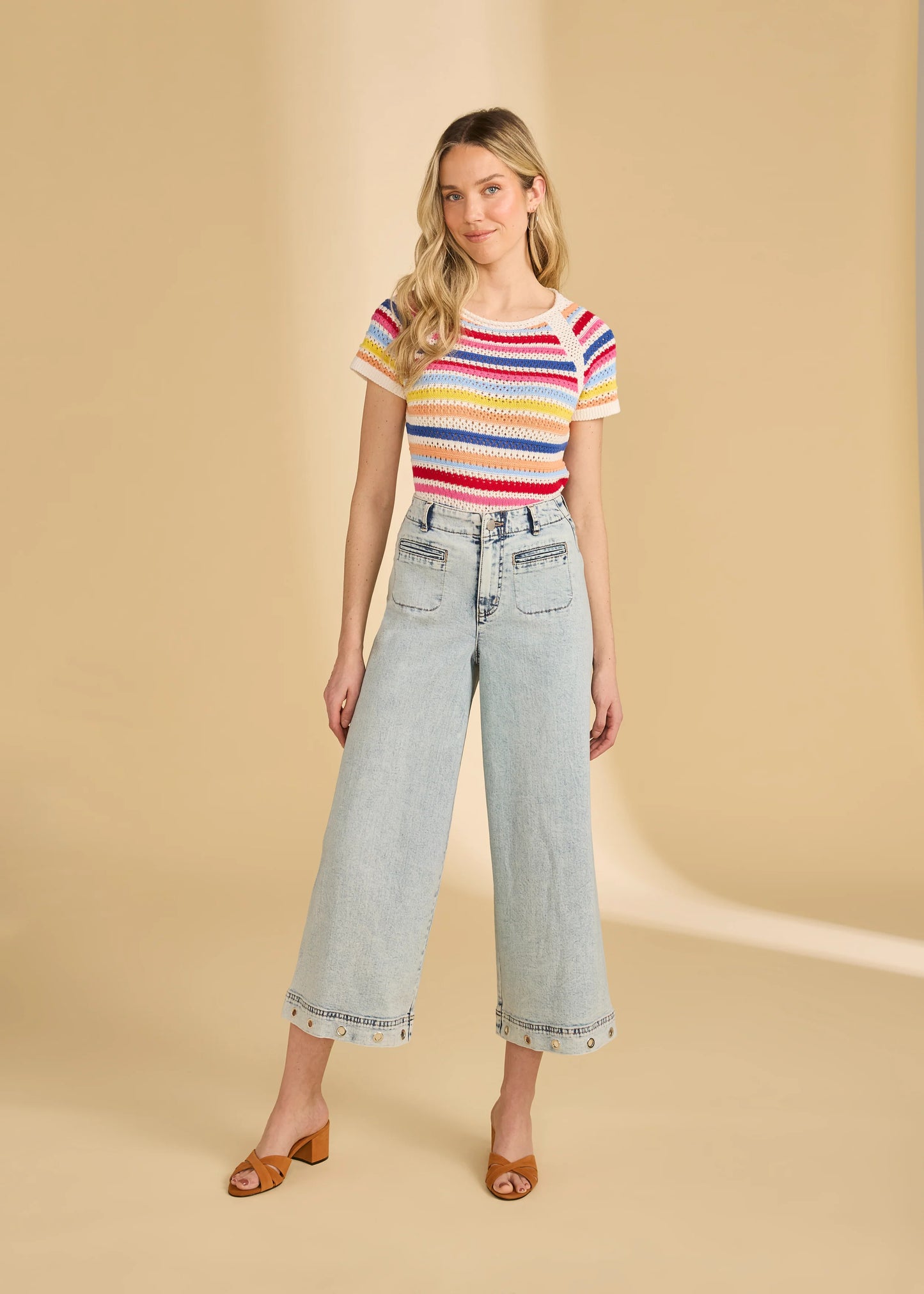 FDJ - Cap Sleeve Stripe Sweater (Multi) - Gayle's Fashions