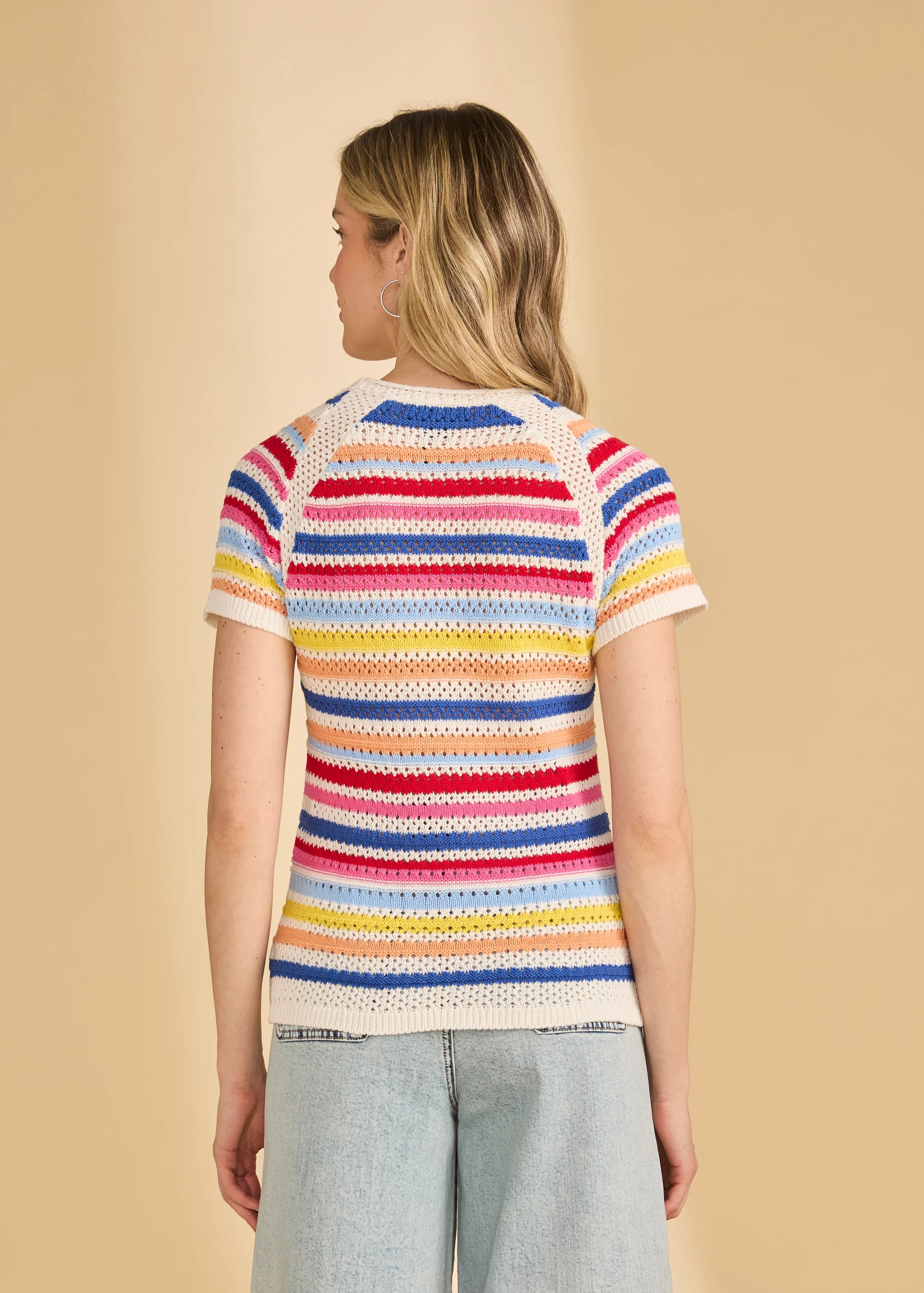 FDJ - Cap Sleeve Stripe Sweater (Multi) - Gayle's Fashions