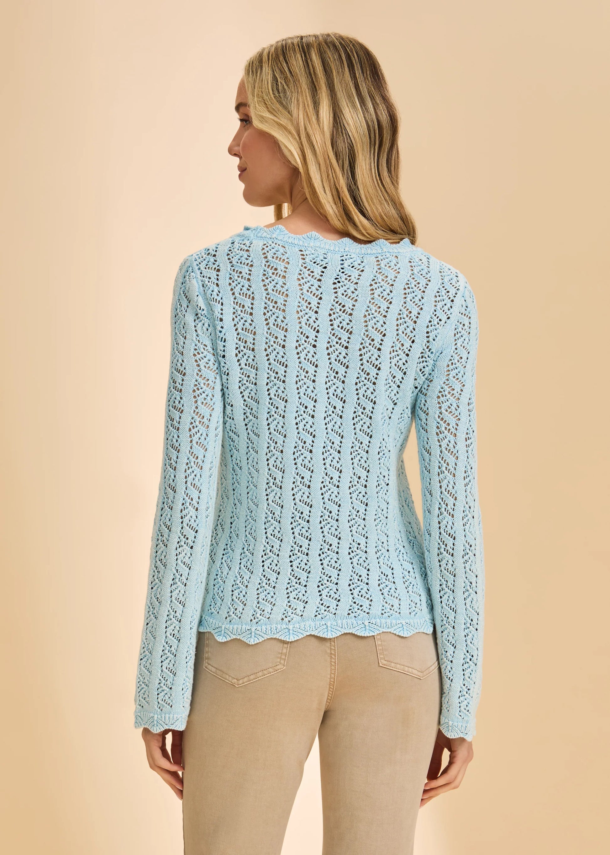 FDJ - Long Sleeve Garment Dye Sweater, Pacific Blue - Gayle's Fashions