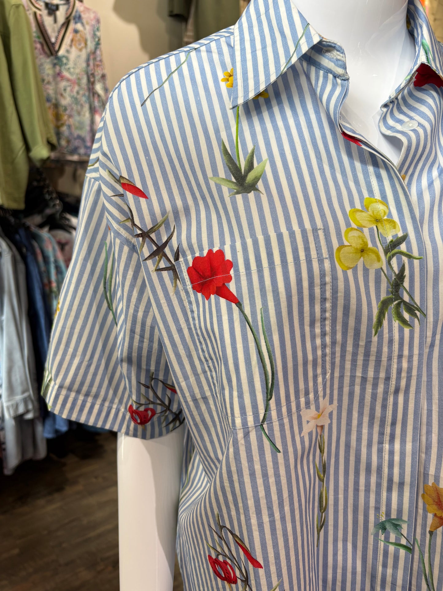 Dress Addict – Oversized Double Breast Pocket Button-Up Top
