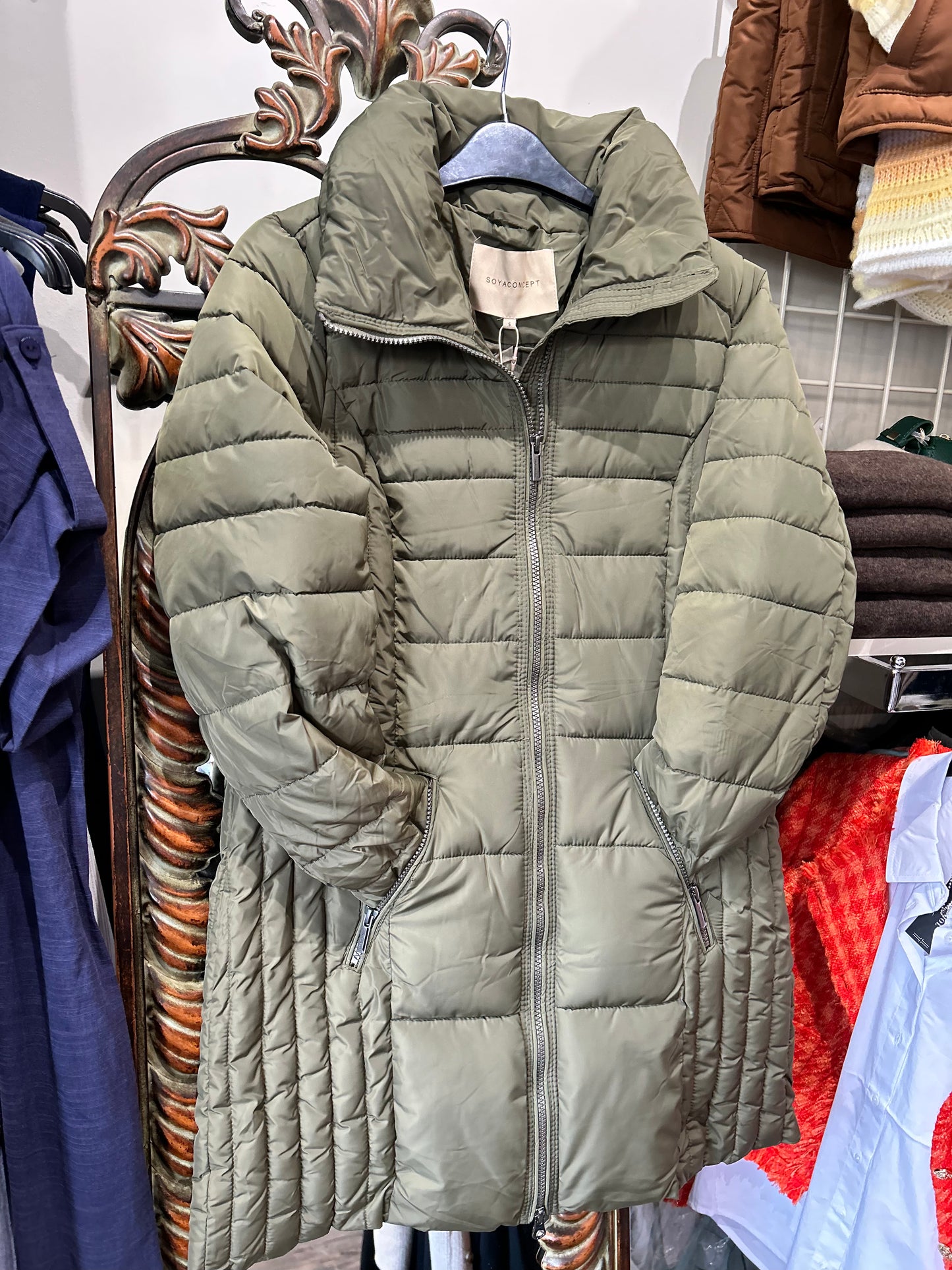 Soya Concept - Quilted Puffer Coat in Army Green