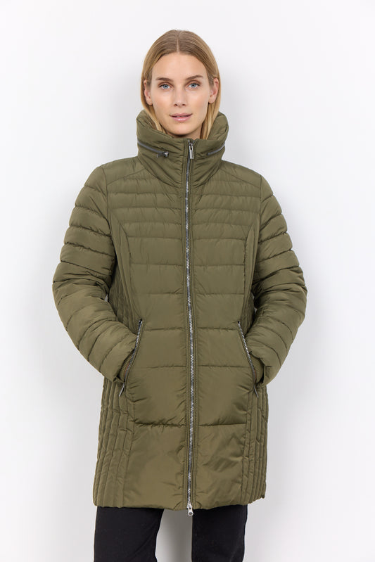 Soya Concept - Quilted Puffer Coat in Army Green