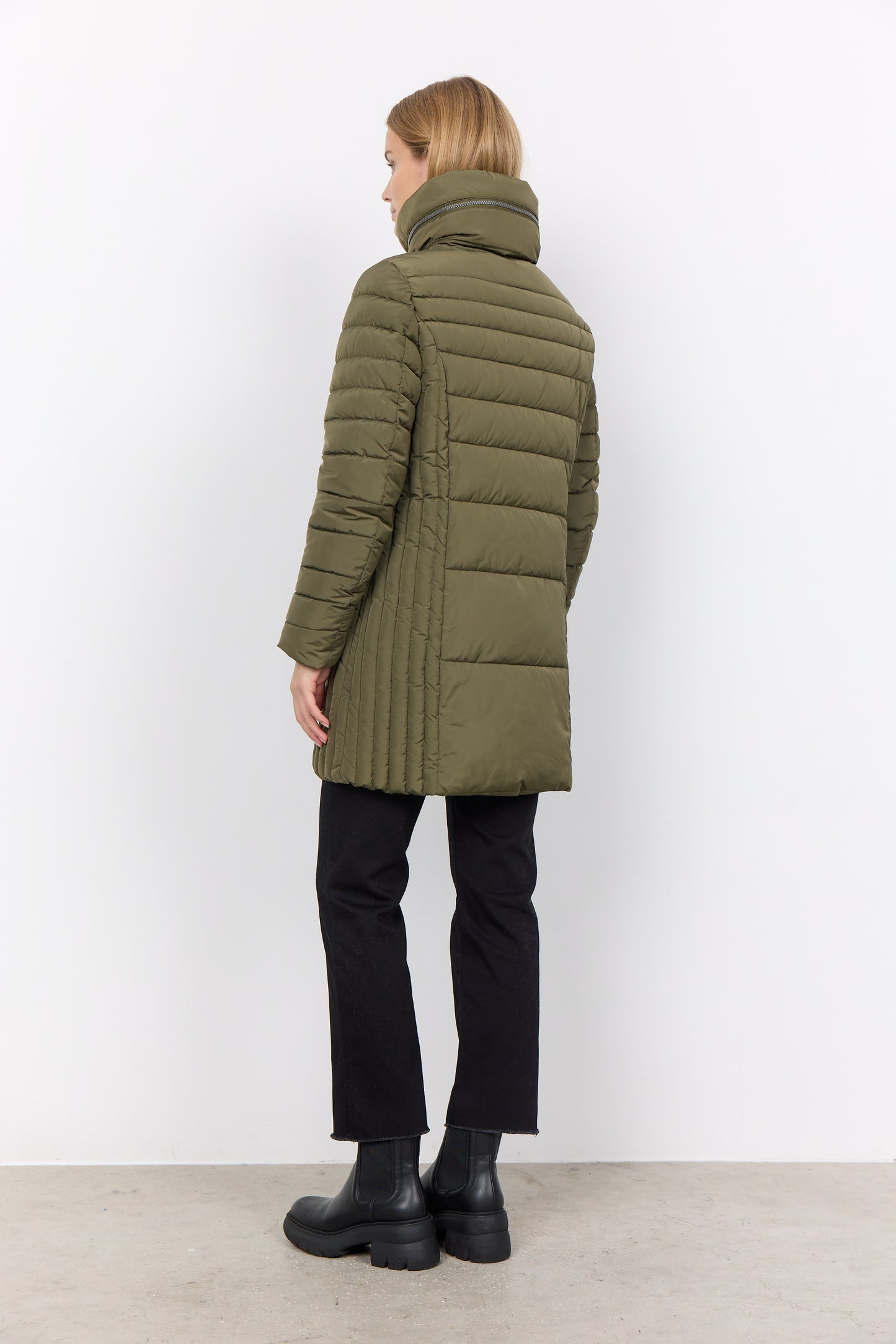 Soya Concept - Quilted Puffer Coat in Army Green