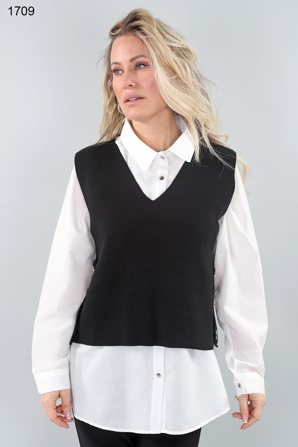 Michael Tyler - Twin Set Knit Vest with Off-White Shirt