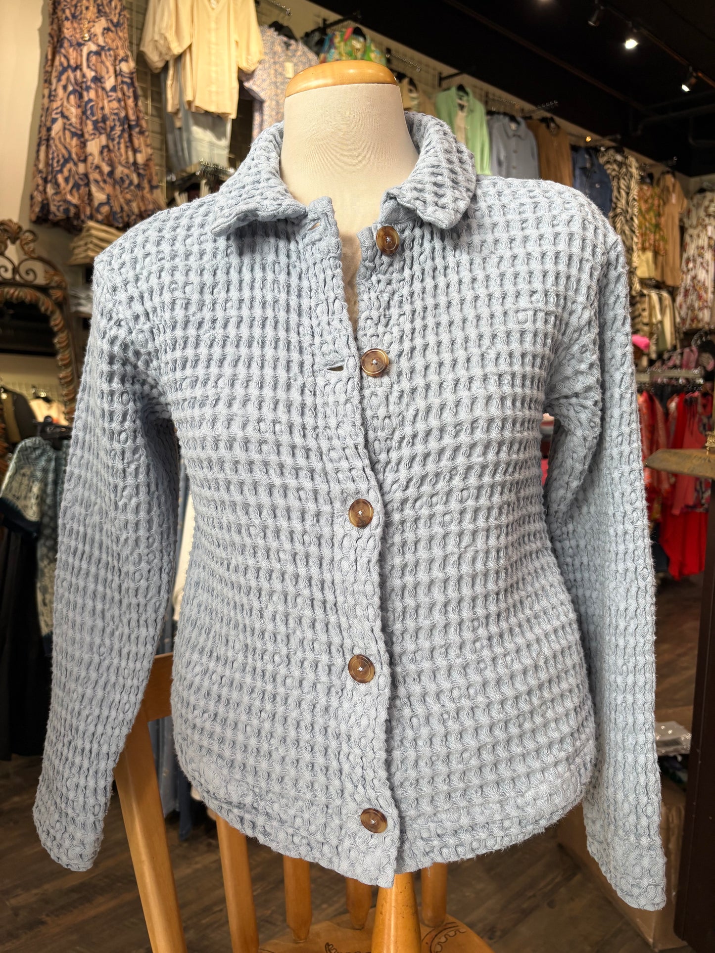 Mododoc – Long Sleeve Waffle Knit Jacket (Frost)
