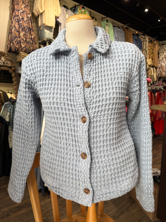 Mododoc – Long Sleeve Waffle Knit Jacket (Frost)