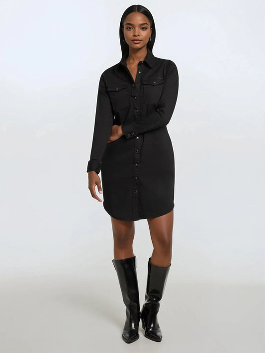 Lois - Gianna Denim Shirt Dress w/ Snaps & Pockets