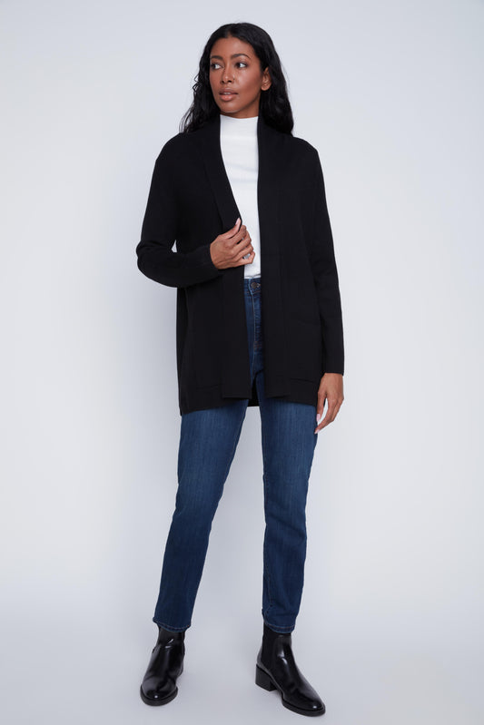 CYC – Cardigan with Two Pockets (Espresso + Black)