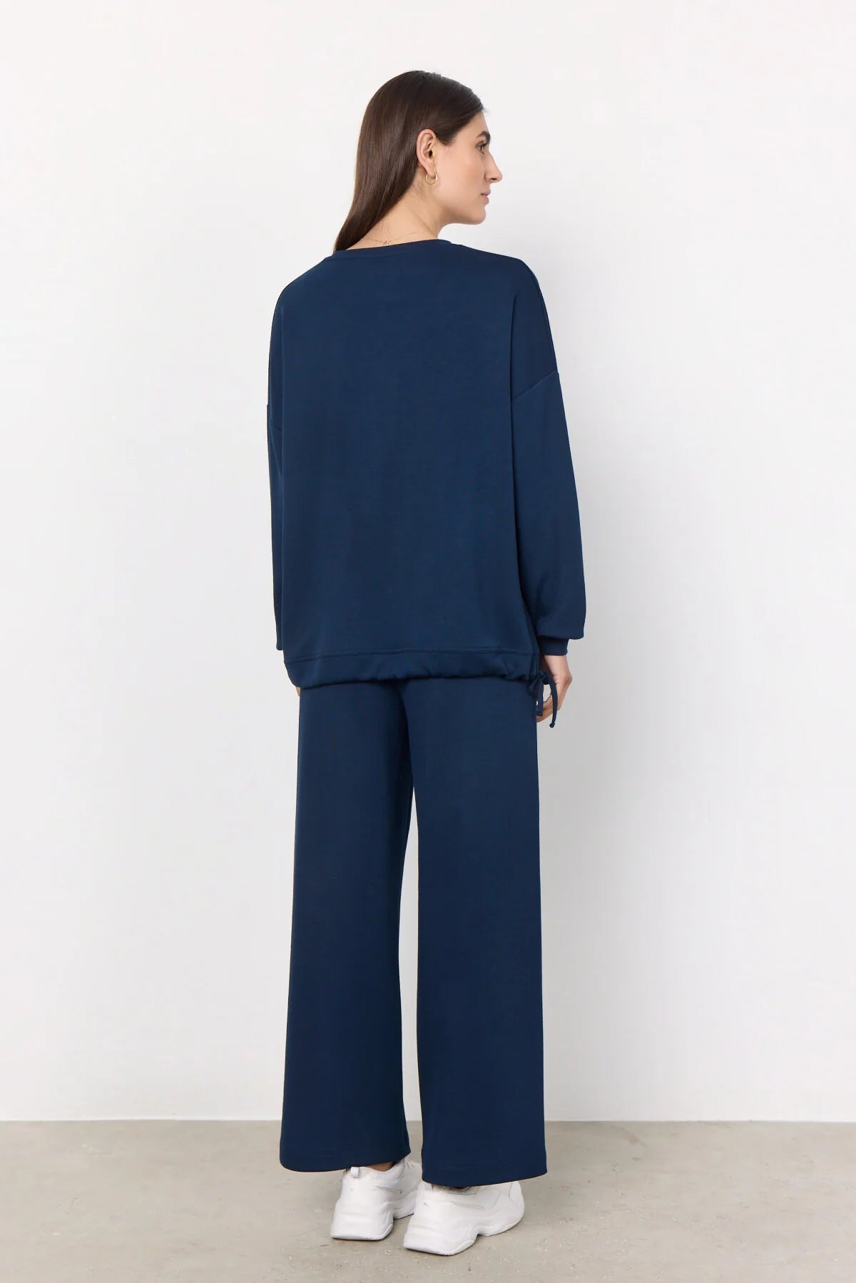 Back view of the Soya Concept Banu 33 Casual Pant in Navy, highlighting the comfortable fit and drape.