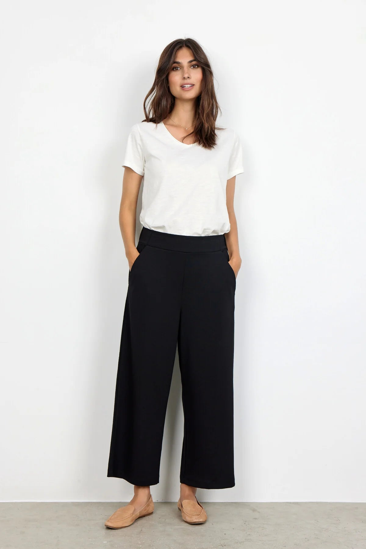 Soya Concept - Siham 36 Wide Leg Crop Pant in Black