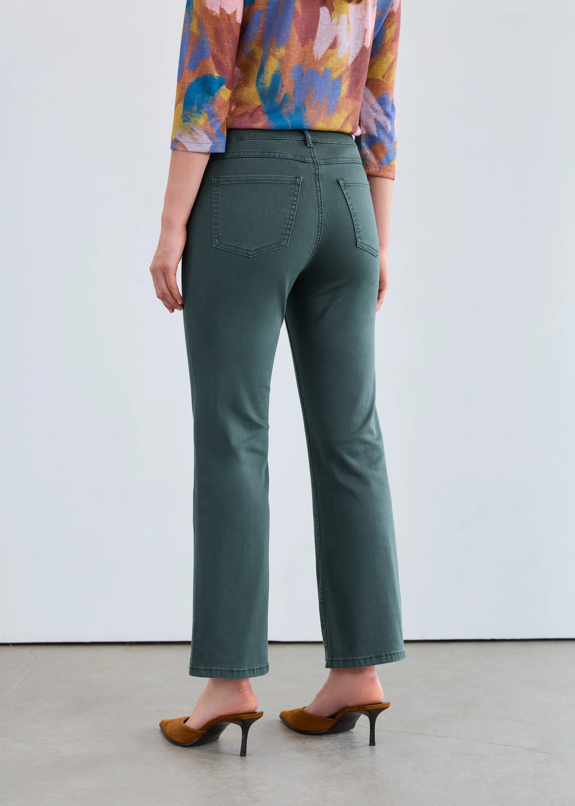 Back view Olivia boot ankle jeans in spruce by FDJ, boutique denim.