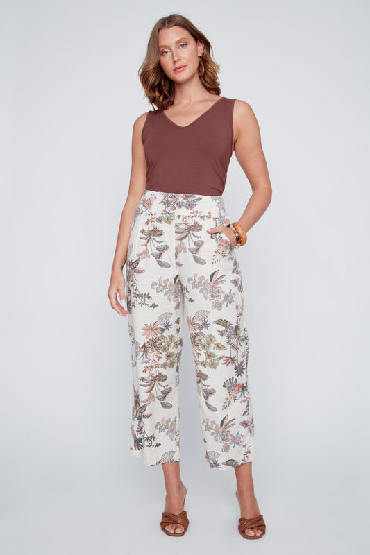 CYC – Wide Leg Tropical Print Linen Pants (Multi) - Gayle's Fashions