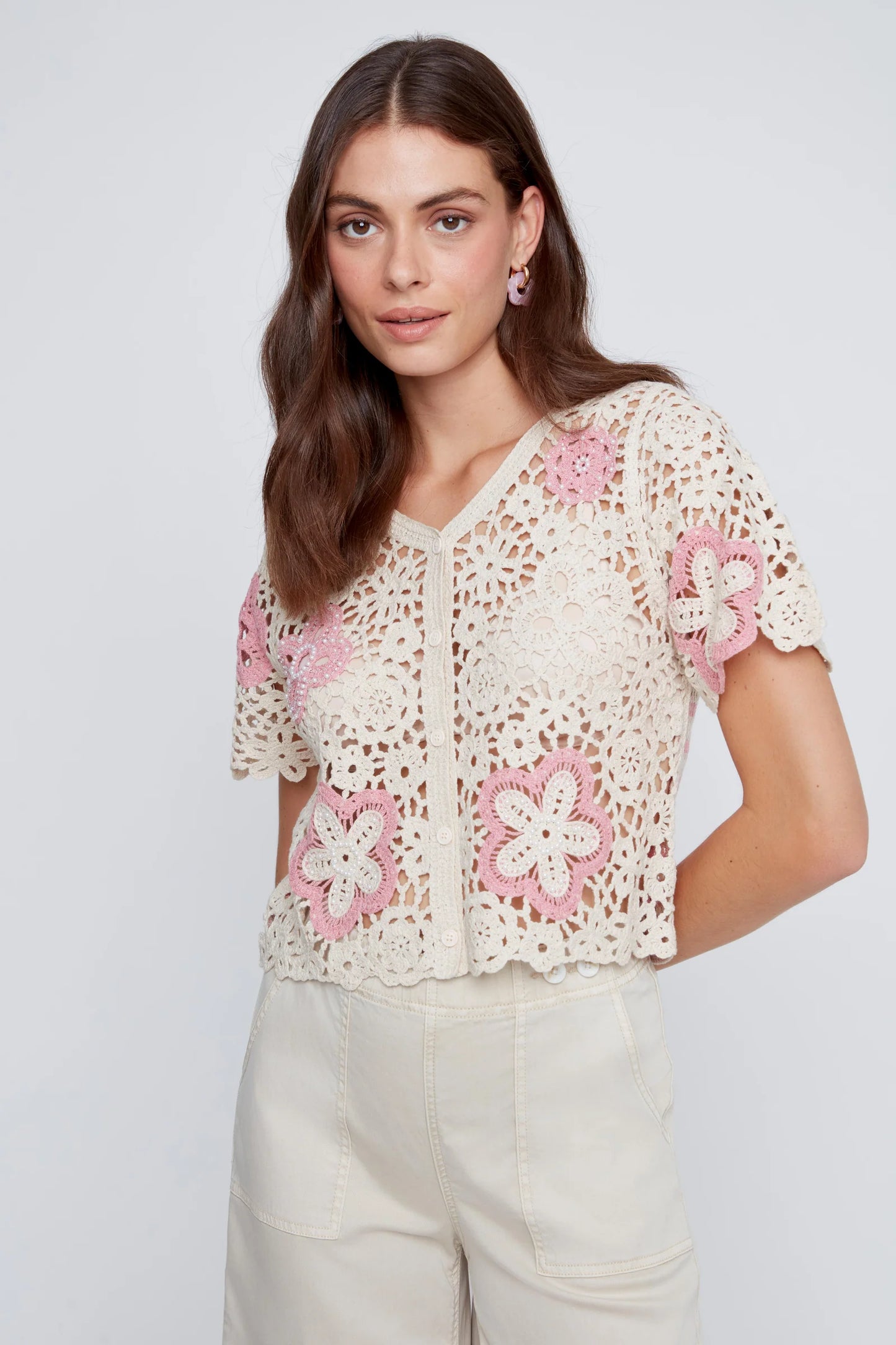 CYC – Daily Style Knit Short Sleeve Button-Up Cardigan - Gayle's Fashions