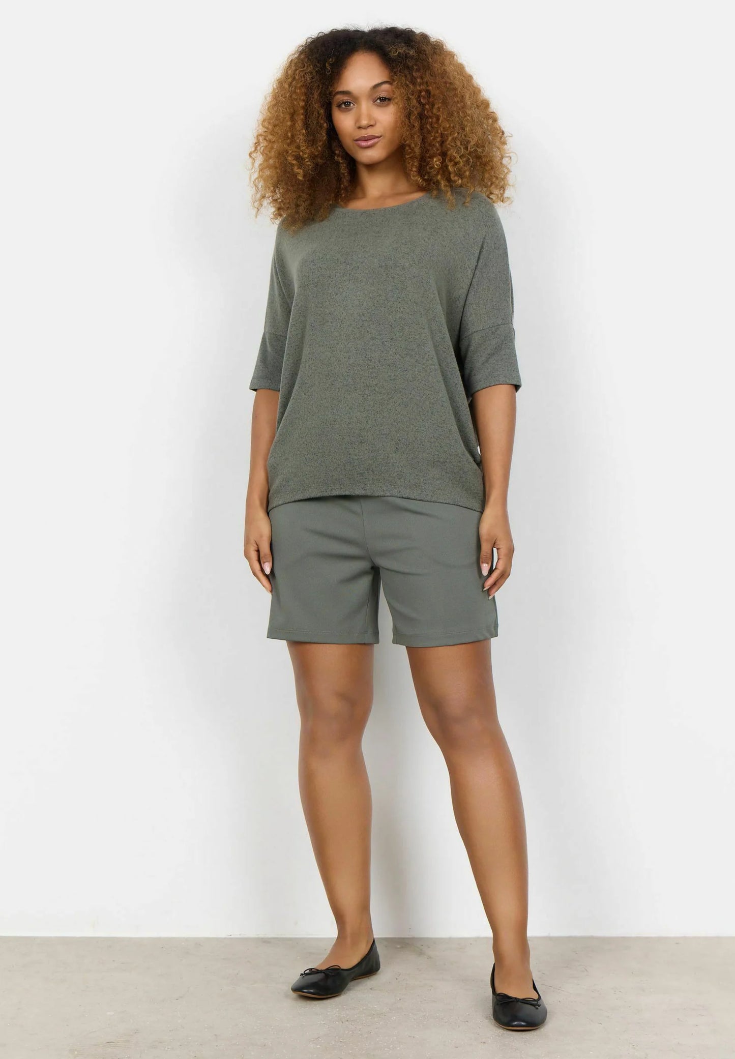 Soya Concept - Biara 96 Drop Shoulder Tee in Misty Green