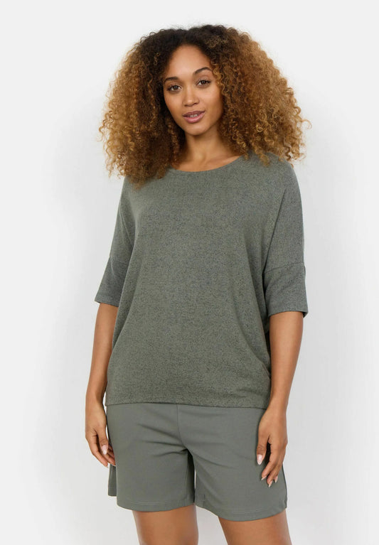 Soya Concept - Biara 96 Drop Shoulder Tee in Misty Green