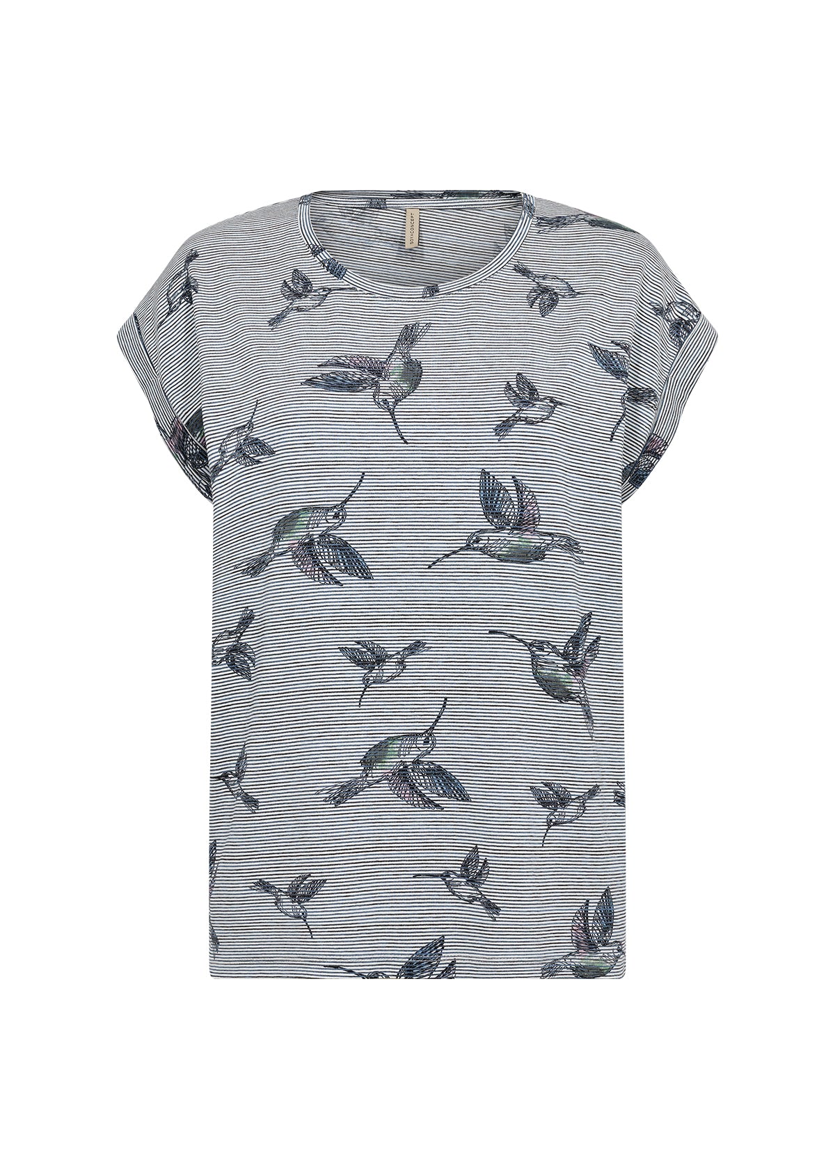 Soya Concept - Cap Sleeve Top in Hummingbird Print