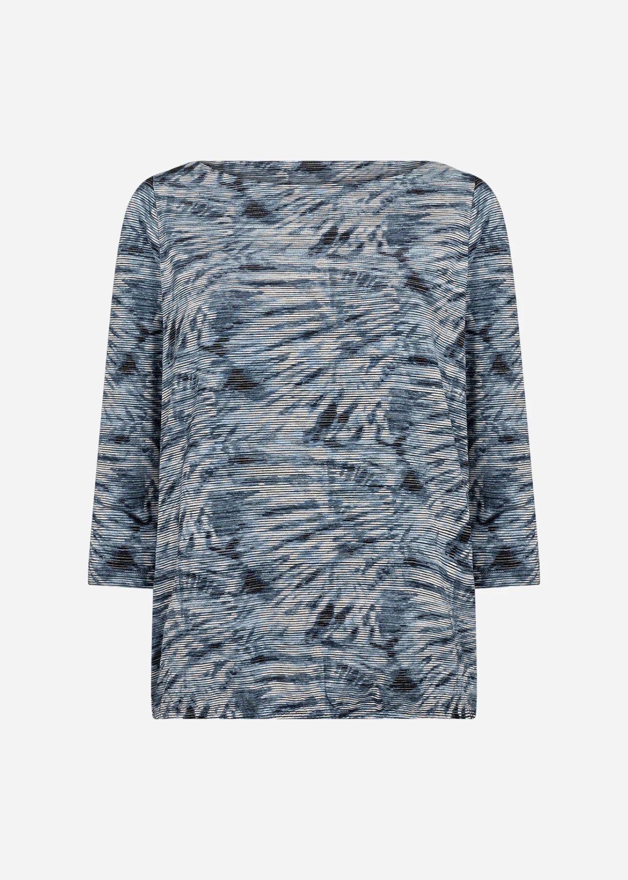 Soya Concept – Boat Neck 3/4 Sleeve Tee with Elastic Waist (Galina 53)