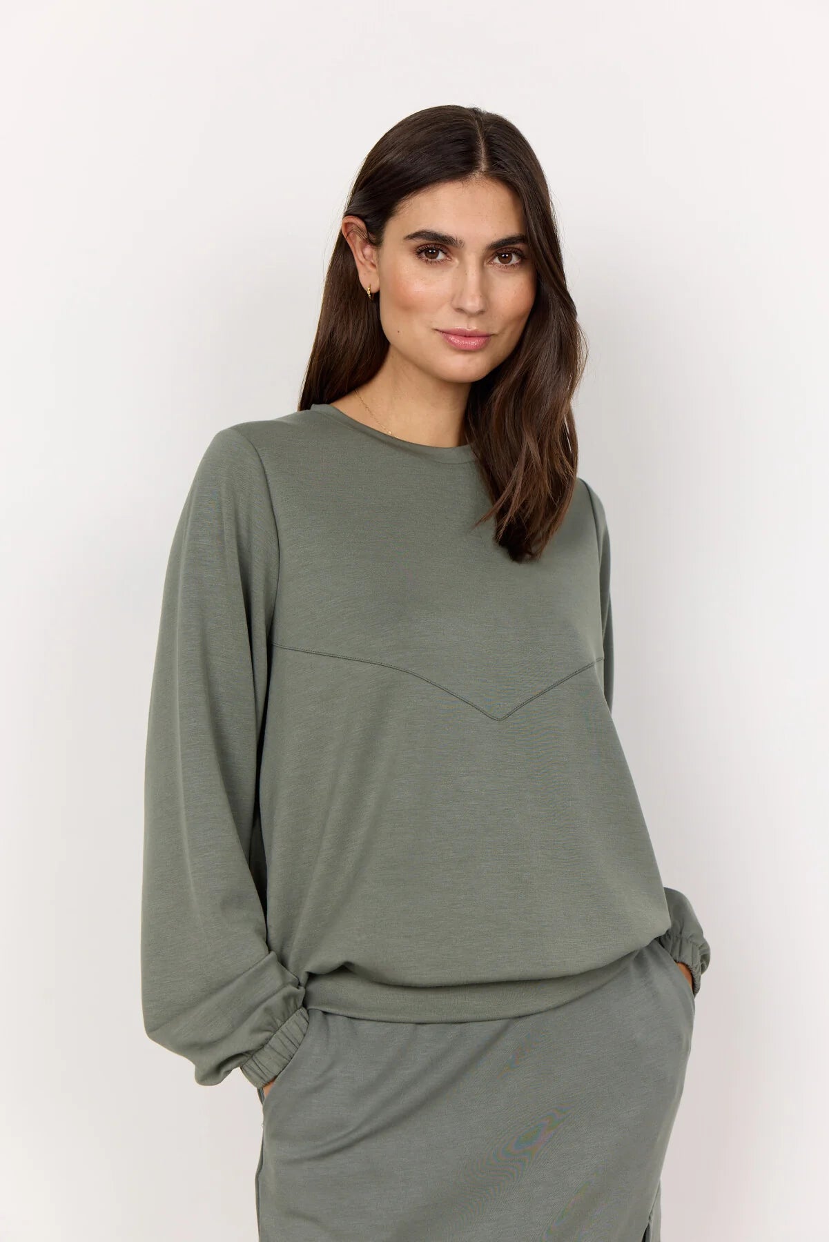 Soya Concept - Banu 220 Sweatshirt with Elastic Waist in Misty Green