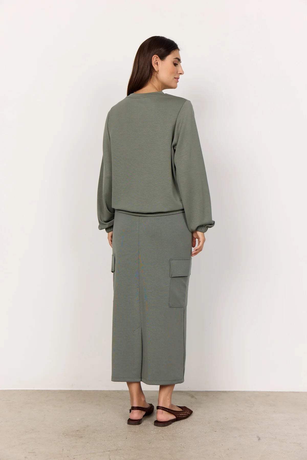 Soya Concept - Banu 220 Sweatshirt with Elastic Waist in Misty Green