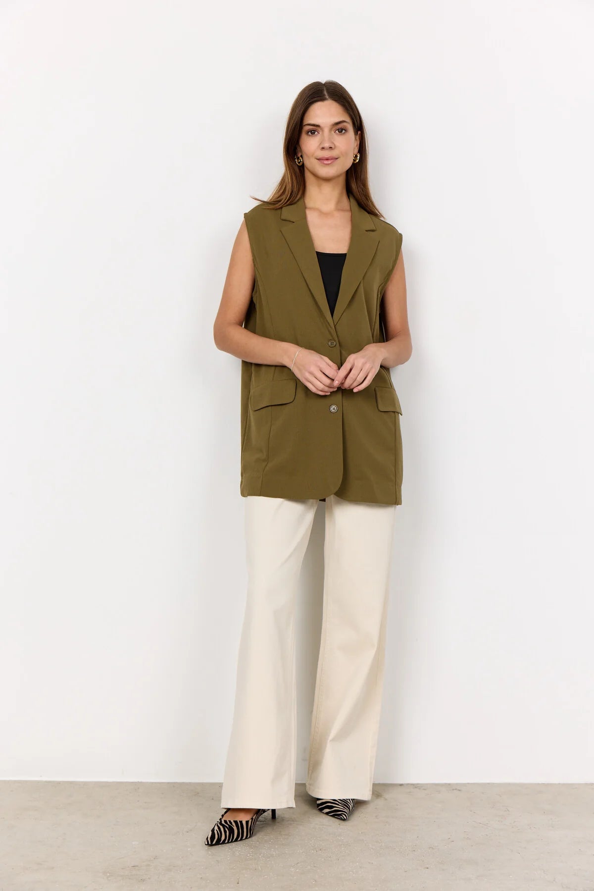 Soya Concept -SIHAM 87 Waistcoat Olive