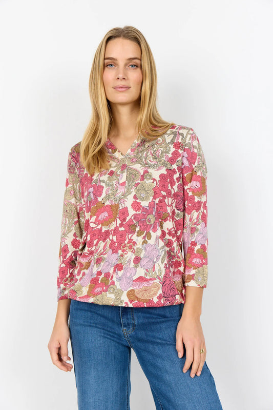 Soya Concept - FELICITY AOP 536 Blouse (Pink) - Gayle's Fashions