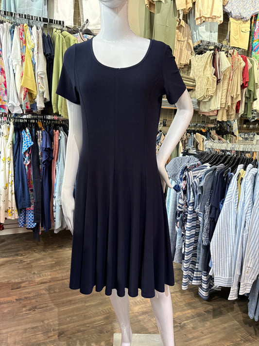 Compli K – Navy Cap Sleeve Fit & Flare Dress