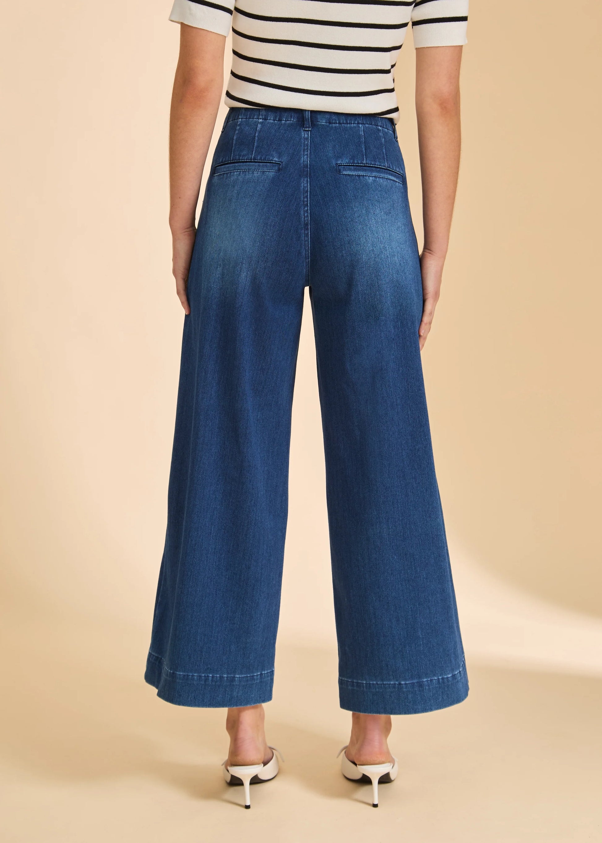 FDJ - Pull-On Wide Crop Denim, Blue Denim - Gayle's Fashions