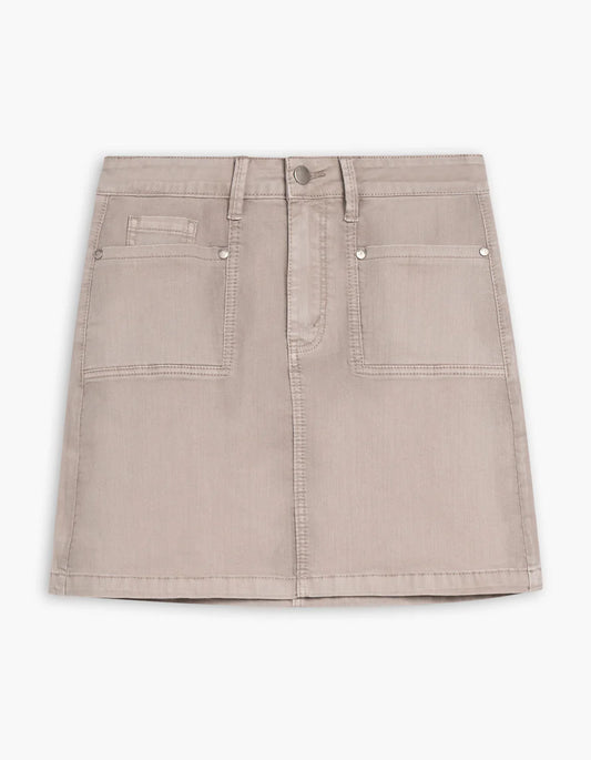 Front view of the Simone Skirt in the colour Sanstone, a light beige.