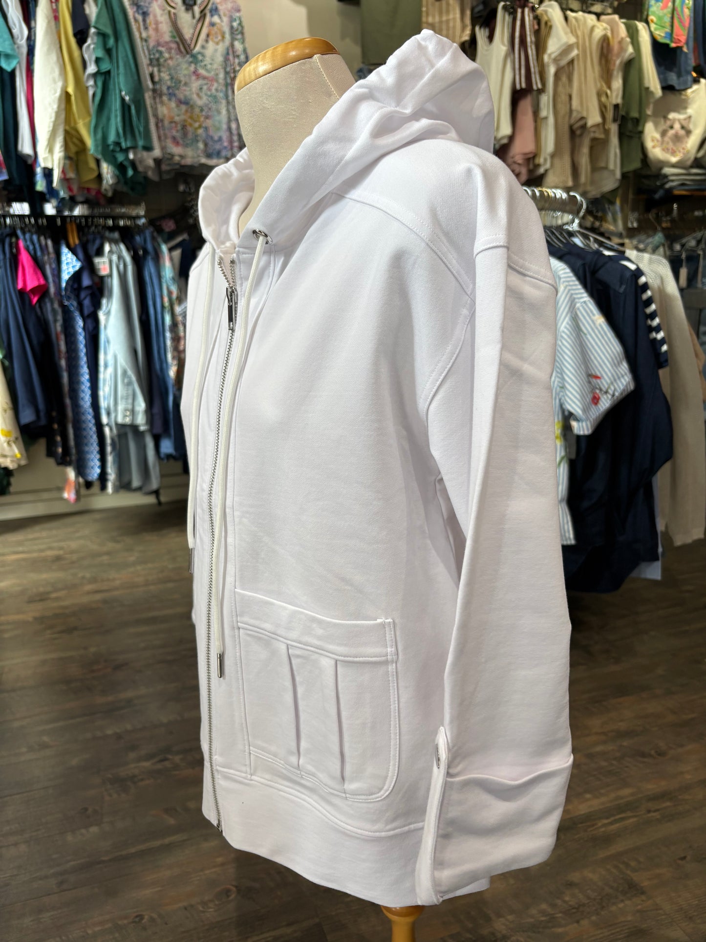 Orly – Zip-Up Hoodie Sweatshirt (white) - Gayle's Fashions