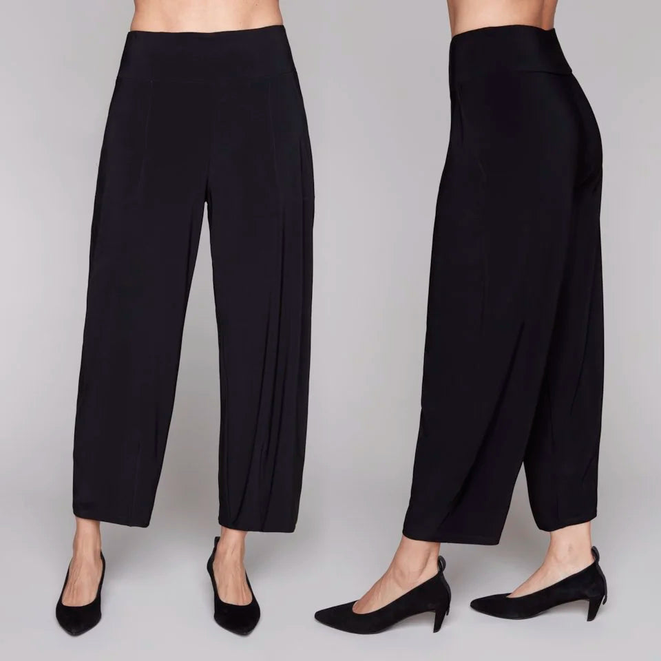 Compli K - Cropped Loose Knit Pants, Black