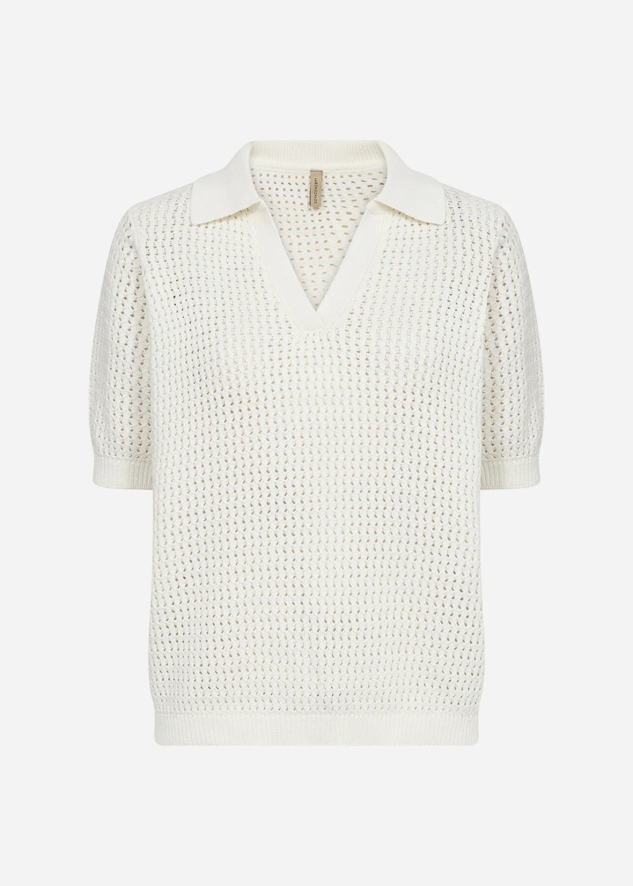 Soya Concept – Collared V-Neck Short Sleeve Sweater Tee (Denefa 3)