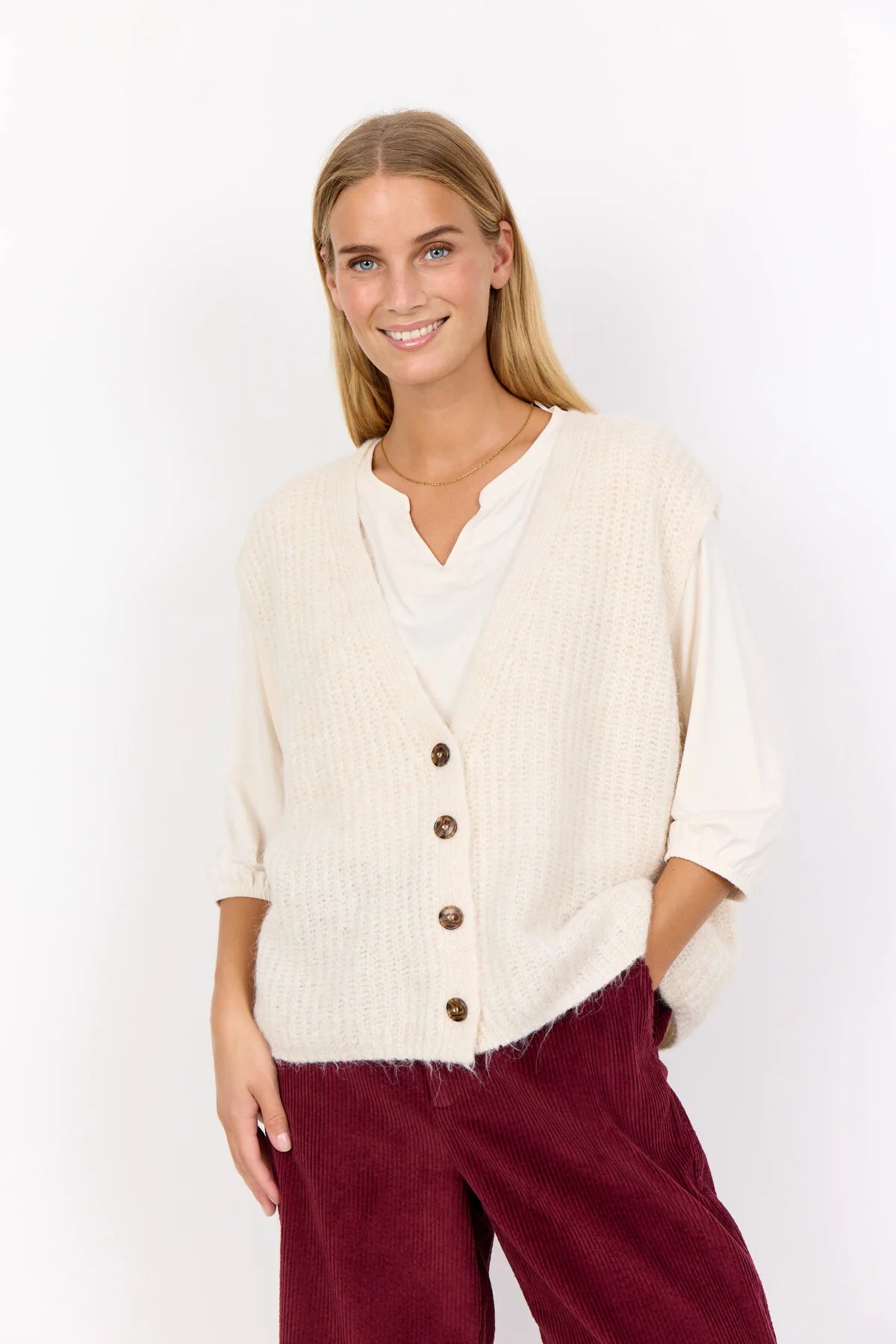 Soya Concept - TORINO 13 Waistcoat, Cream