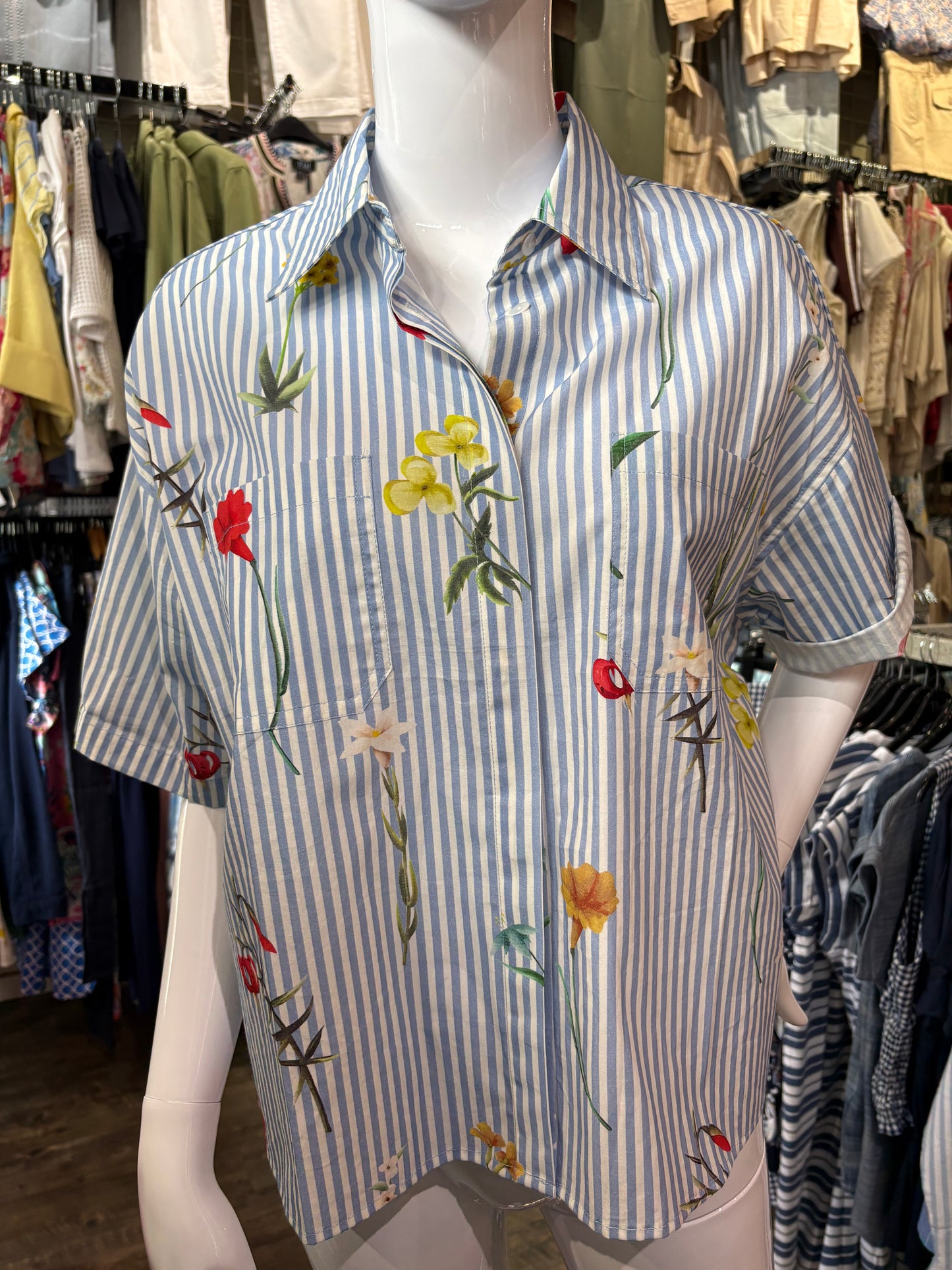 Dress Addict – Oversized Double Breast Pocket Button-Up Top