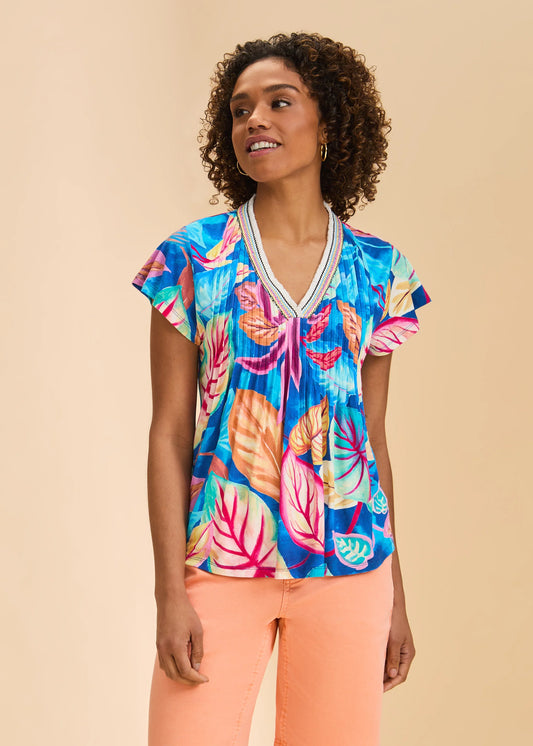 FDJ - Flutter Sleeve Pintuck Top (Bird of Paradise) - Gayle's Fashions
