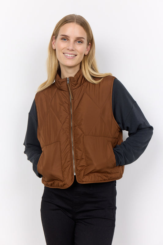 Soya Concept - Quilted Vest in Brown