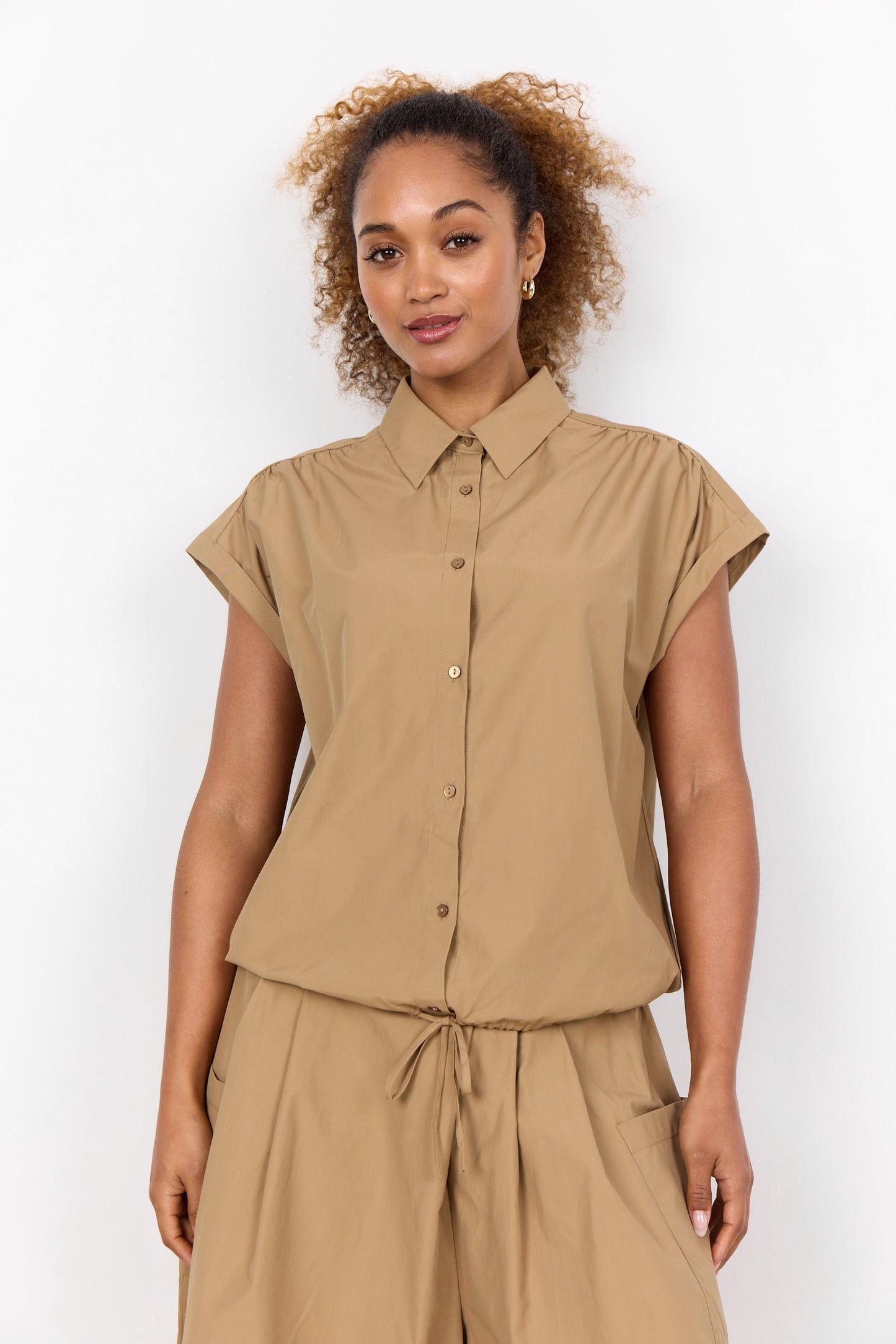 Soya Concept - Netti Collared Shirt with Drawstring