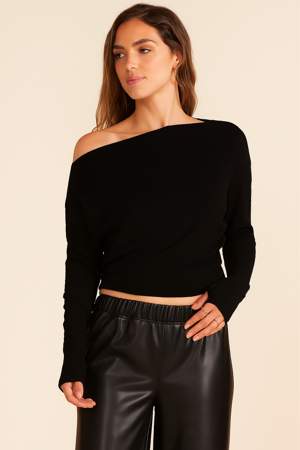 Bobi - Drop Sleeve Boatneck Sweatshirt