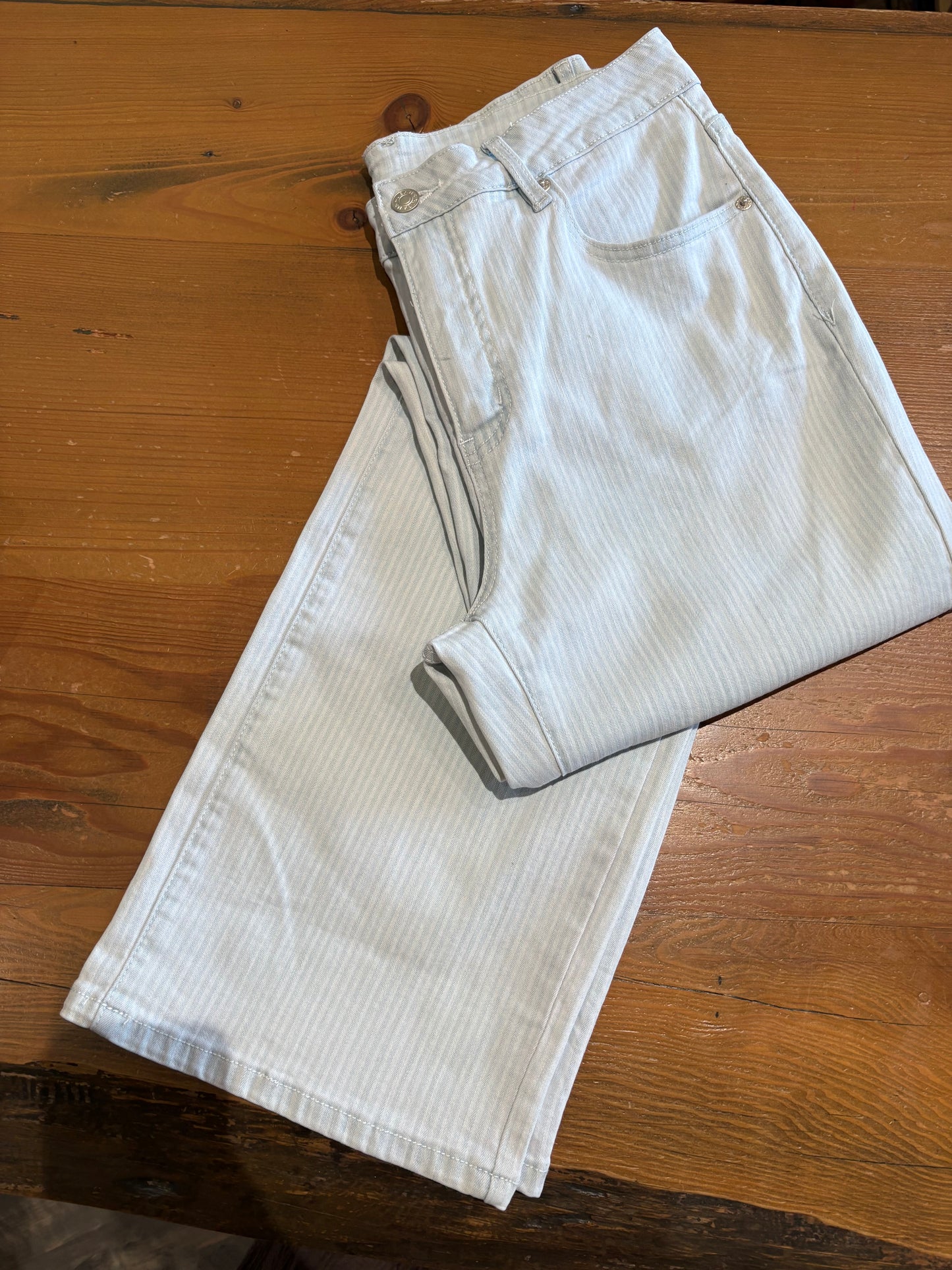 Orly – Striped Denim Pant (Light Blue)