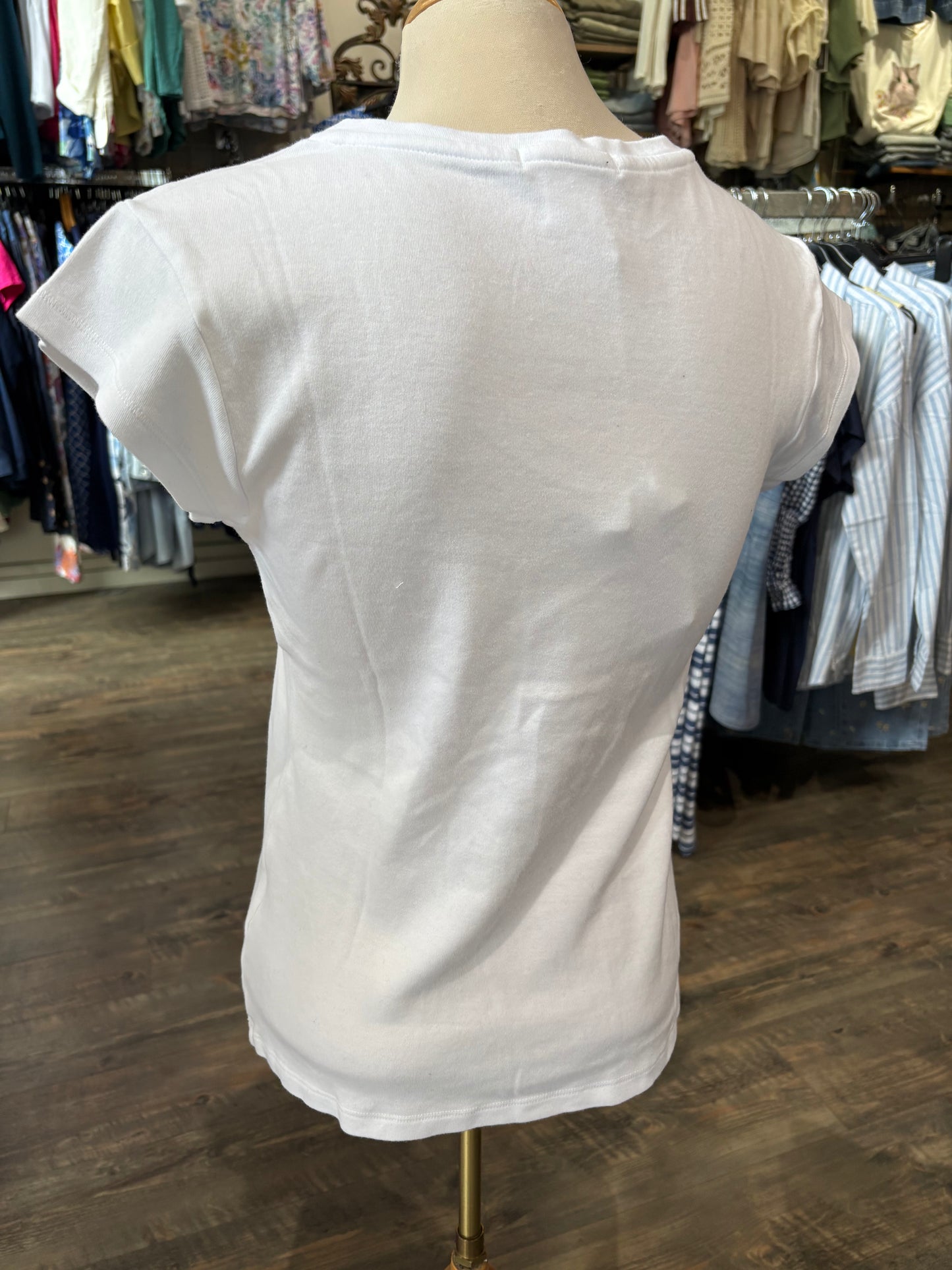 Mododoc – V-Neck Cap Sleeve Tee, White
